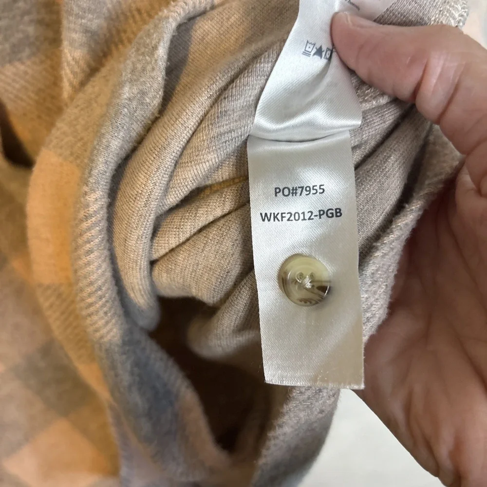 Faherty Flannel Shirt Womens S Pink Gray Soft Stretch Long Sleeve Cozy Fall - Picture 7 of 8